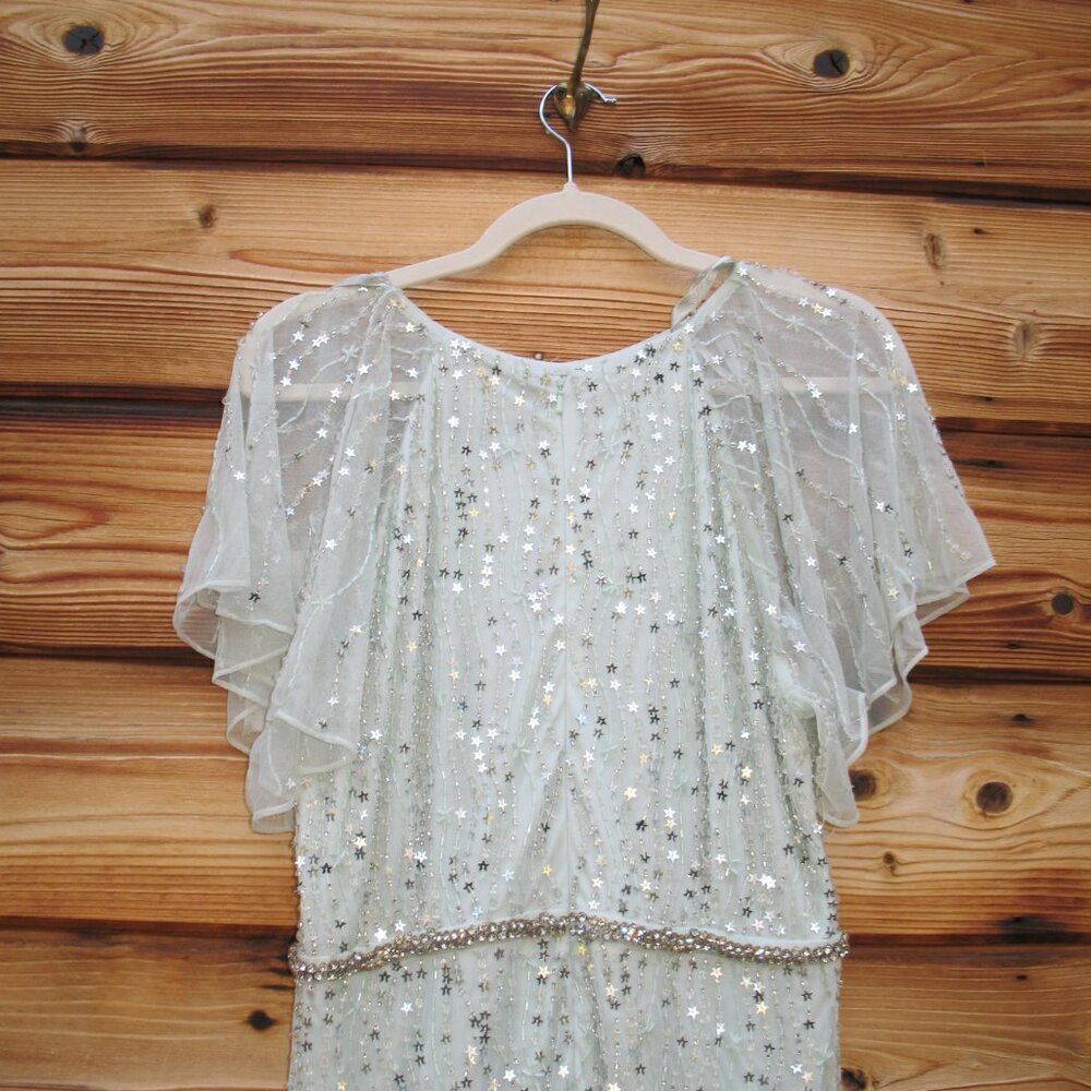 MAC DUGGAL 94128 Green Embellished Bow Flutter Sleeve A Line Midi Dress - Picture 14 of 16